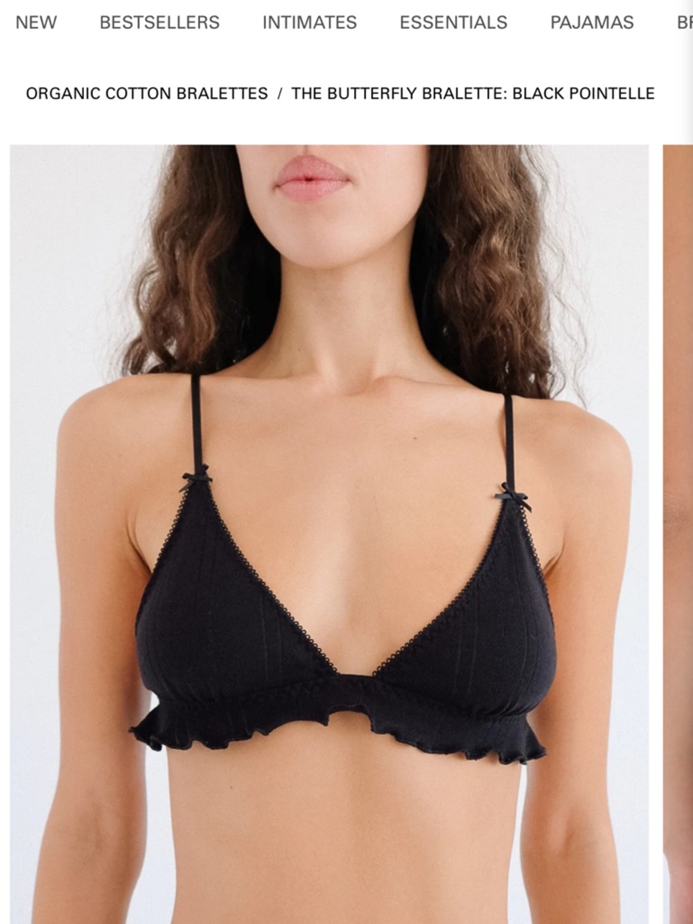 Cou Cou intimates THE BUTTERFLY BRALETTE BLACK POINTELLE large organic cotton